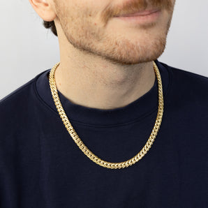 9ct Yellow Gold Textured Herringbone Hollow 55cm Chain