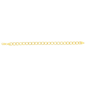 9ct Yellow Gold Diamond Cut Hollow 21cm Curb Bracelet