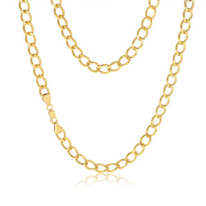 9ct Yellow Gold Diamond Cut Hollow 50cm Curb Chain