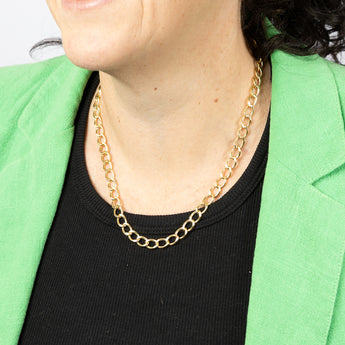 9ct Yellow Gold Diamond Cut Hollow 50cm Curb Chain