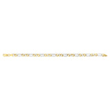 9ct Yellow And White Two-Tone Gold Diamond Cut Hollow 19cm Figaro Bracelet