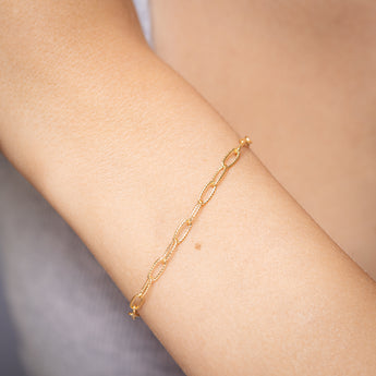 9ct Yellow Gold Sparkle Cable Hollow 19cm Bracelet