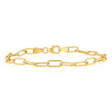 9ct Yellow Gold Paperclip Hollow 19cm Bracelet