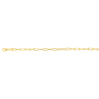 9ct Yellow Gold Paperclip Hollow 19cm Bracelet