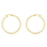 9ct Yellow Gold Diamond Cut 30mm Hoop Earrings
