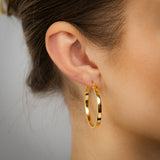9ct Yellow Gold Diamond Cut 30mm Hoop Earrings