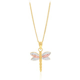9ct Three Tone Dragonfly Pendant