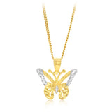 9ct Two Tone Butterfly Pendant