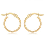 9ct Yellow Gold Grooved 10mm Hoop Earrings