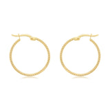 9ct Yellow Gold Grooved 20mm Hoop Earrings