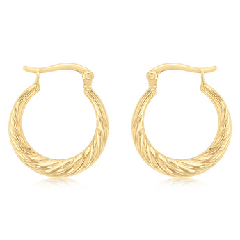 9ct Yellow Gold Twisted Creole Hoop Earrings