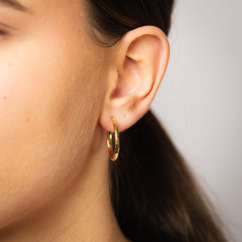 9ct Yellow Gold 20mm Patterned Hoop Earrings