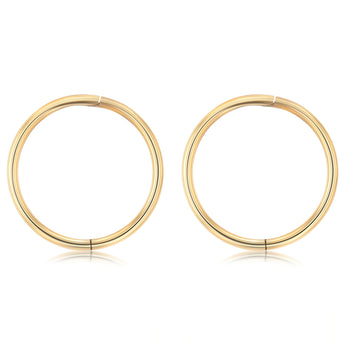 9ct Yellow Gold Plain 12mm Sleeper Earrings