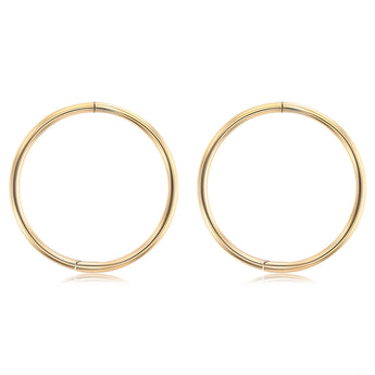 9ct Yellow Gold Plain 14mm Sleeper Earrings