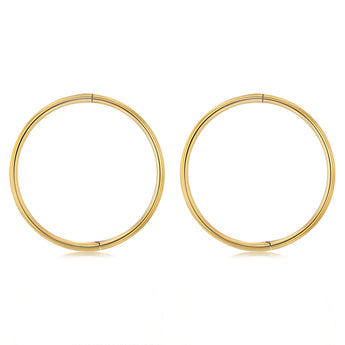 9ct Yellow Gold Plain 16mm Sleeper Earrings