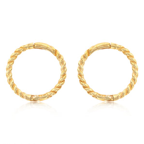 9ct Yellow Gold Patterned 8mm Sleeper Earrings