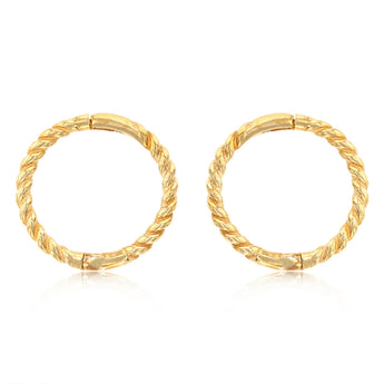 9ct Yellow Gold Patterned 8mm Sleeper Earrings