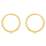 9ct Yellow Gold Patterned 10.3mm Sleeper Earrings