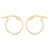 9ct Yellow Gold Dicut 10mm Hoop Earrings