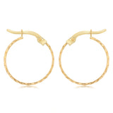 9ct Yellow Gold Dicut 15mm Hoop Earrings