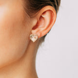 9ct Yellow Gold Fancy Dicut Heart Stud Earrings