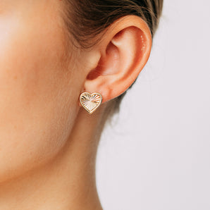 9ct Yellow Gold Fancy Dicut Heart Stud Earrings