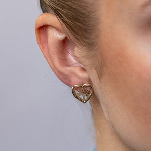 9ct Yellow Gold Tree of Life Heart-Shaped Stud Earrings