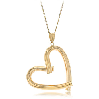 9ct Yellow Gold Open Heart Large Pendant