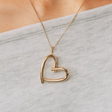 9ct Yellow Gold Open Heart Large Pendant