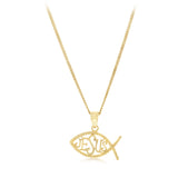9ct Yellow Gold Jesus Fish Pendant