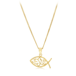 9ct Yellow Gold Jesus Fish Pendant