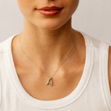 9ct Yellow Gold Initial 'E' Puffed Pendant on 43cm Chain