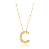 9ct Yellow Gold Initial 'C' Puffed Pendant on 43cm Chain