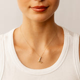 9ct Yellow Gold Initial 'L' Puffed Pendant on 43cm Chain