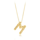 9ct Yellow Gold Initial 'M' Puffed Pendant on 43cm Chain
