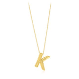 9ct Yellow Gold Initial 'K' Puffed Pendant on 43cm Chain