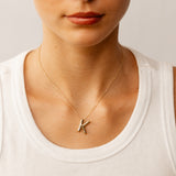 9ct Yellow Gold Initial 'K' Puffed Pendant on 43cm Chain