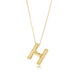9ct Yellow Gold Initial 'H' Puffed Pendant on 43cm Chain