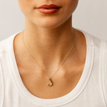 9ct Yellow Gold Initial 'J' Puffed Pendant on 43cm Chain