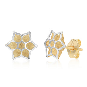Lotus Flower Stud Earrings in 9ct Yellow Gold