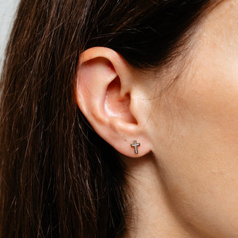 Cross Stud Earrings in 9ct Yellow Gold