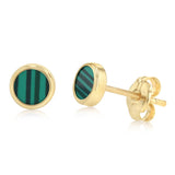Green Stud Earrings in 9ct Yellow Gold