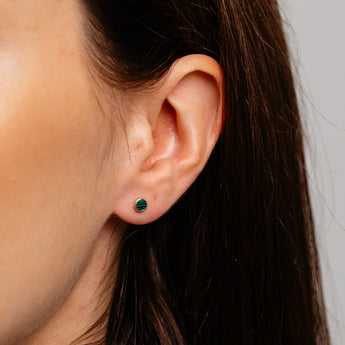 Green Stud Earrings in 9ct Yellow Gold