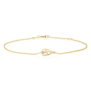 Heart Station 19cm Bracelet in 9ct Yellow Gold