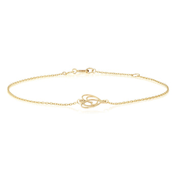 Heart Station 19cm Bracelet in 9ct Yellow Gold