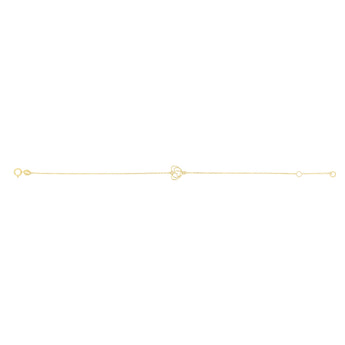 Heart Station 19cm Bracelet in 9ct Yellow Gold