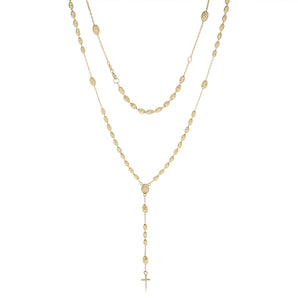 Rosary Cross 50cm Necklace in 9ct Yellow Gold