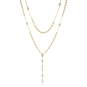 Rosary Cross 50cm Necklace in 9ct Yellow Gold