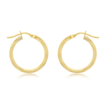15mm Plain Hoop Earrings in 9ct Yellow Gold