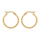 Dicut 15mm Creole Hoop Earrings in 9ct Yellow Gold